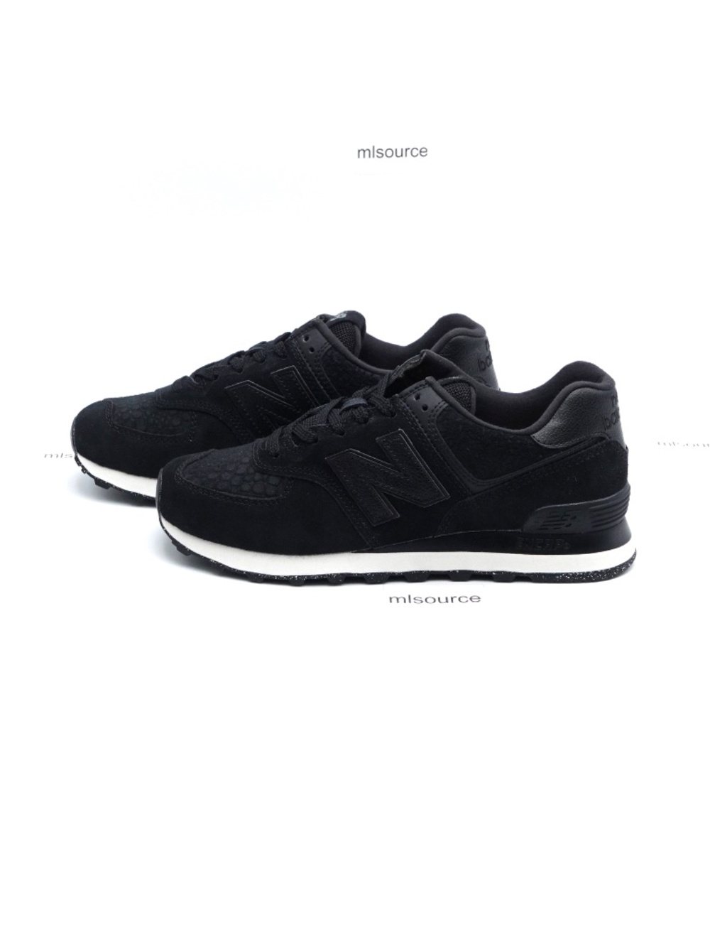 NEW Women's New Balance 574 Croco Embossed Suede Sneakers WL574PSS Black